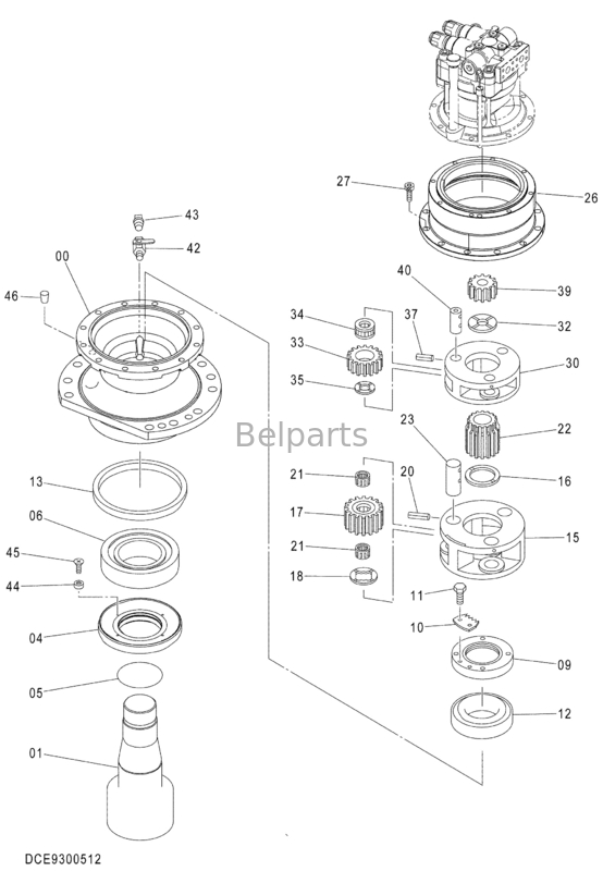 Reducción Assy For Hitachi del oscilación de Machine Swing Gearbox ZX470LC-5G 9300512 del excavador