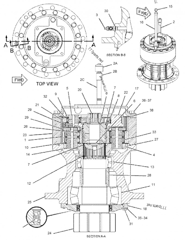 Excavador Parts de Belparts 322/324/325/329 montaje de la reducción del oscilación de la caja de cambios 191-2693 del oscilación