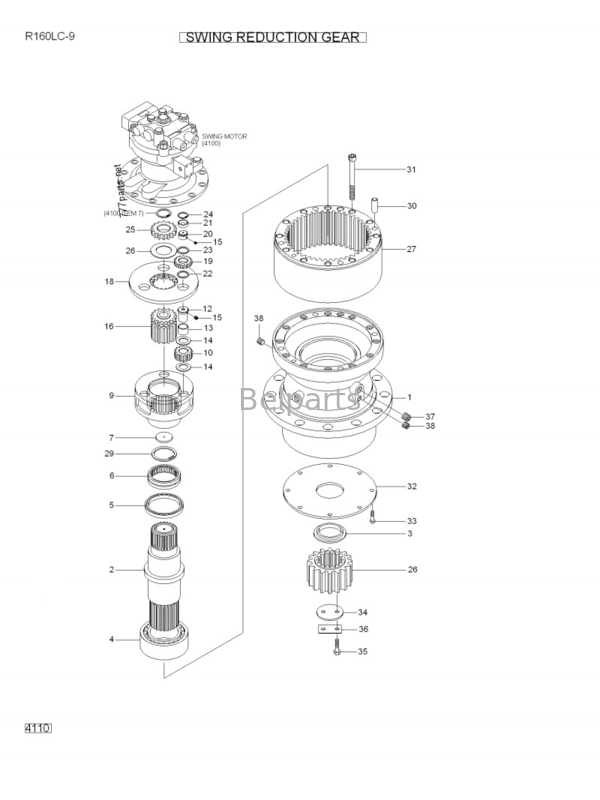 Pequeña caja de cambios del oscilación del montaje 31Q6-10140 de la reducción del oscilación del excavador R160LC-9 R210LC-9 para Hyundai