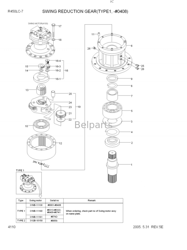 Cigüeñal JO5C que lleva principal H07CT J08C del motor de las piezas del motor de la maquinaria MP1104K