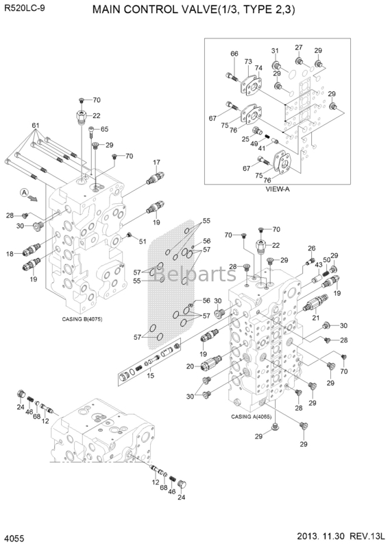 R520-9 excavador Hydraulic Control Valve para la válvula de control de la tubería de Hyundai 31QUARTERBACK-17100