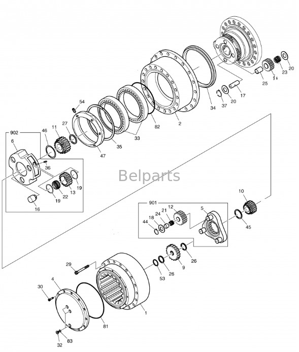 Engranaje de reducción de viaje de Travel Gearbox DH370-7 DH370-9 DX380LC del excavador de Belparts K1033688