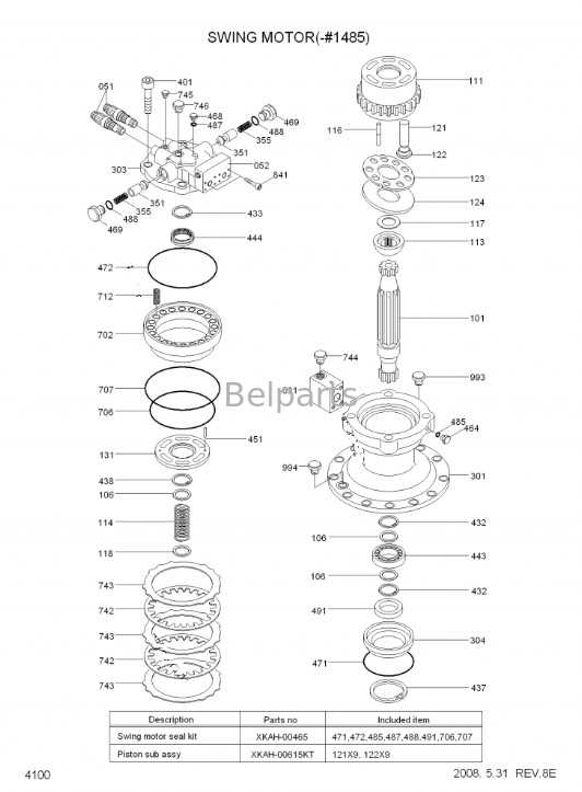 Montaje 31N8-12010 31N9-10131 del motor del oscilación de Slewing Motor R320-7 del excavador de Belparts para Hyundai