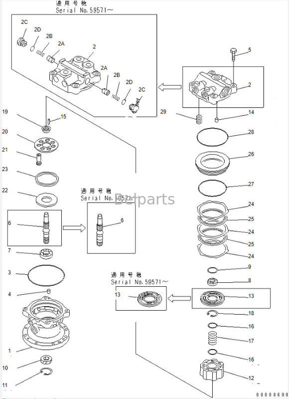 Mano del montaje 708-7T-00470 segundo del motor del oscilación Pc60-7 de Slewing Motor Pc 40 del excavador