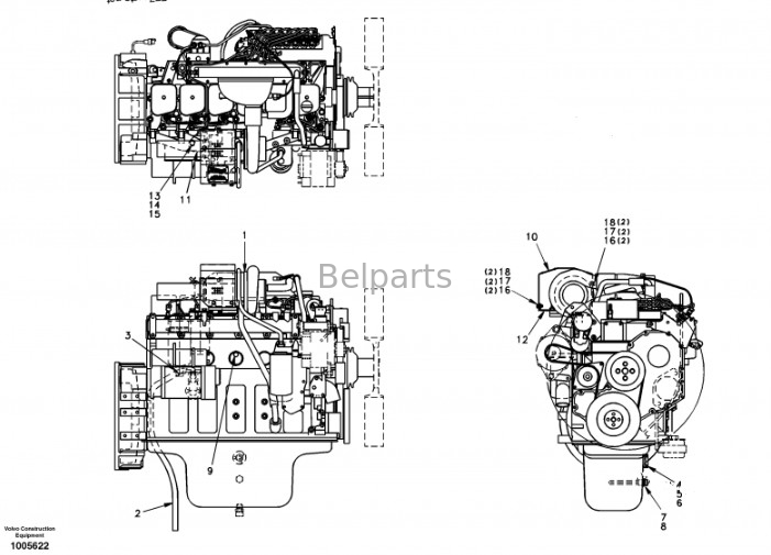 Asamblea SA 1111-00313 de motor diesel de Part Engine Assy EC210 D6D del excavador de Belparts