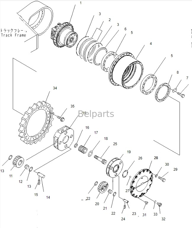Las partes de la excavadora del motor de viaje Assy para Komatsu PC450-8 Final Drive Assy 208-27-00243 208-27-00243 208-27-00312