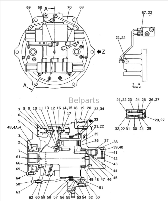 Excavadora de viaje motor Assy para Komatsu PC650-7 última unidad Assy 209-60-63502 209-60-63501