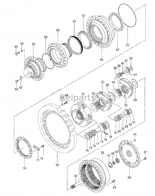 Belparts excavadora motor de viaje para Hitachi ZX470-5G última unidad ASSY 9298565 9251680 9263595
