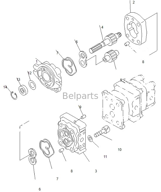 PC50MR-2 9086 Belparts Excavadora de la bomba principal para la bomba hidráulica Komatsu 708-3S-00461 705-41-08090
