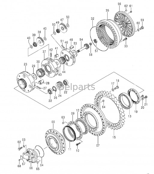 EX1200-6 Para Hitachi 9270013 Belparts Excavadora Motor de viaje assy 9301479 Dispositivo final Assy
