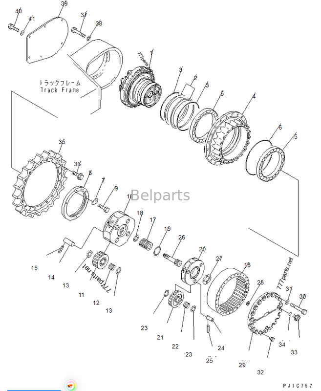 Belparts exacavtor PC300-7 207-27-71140 708-8H-00320 Piezas de repuesto para cojinetes de caja de engranajes de desplazamiento de excavadora