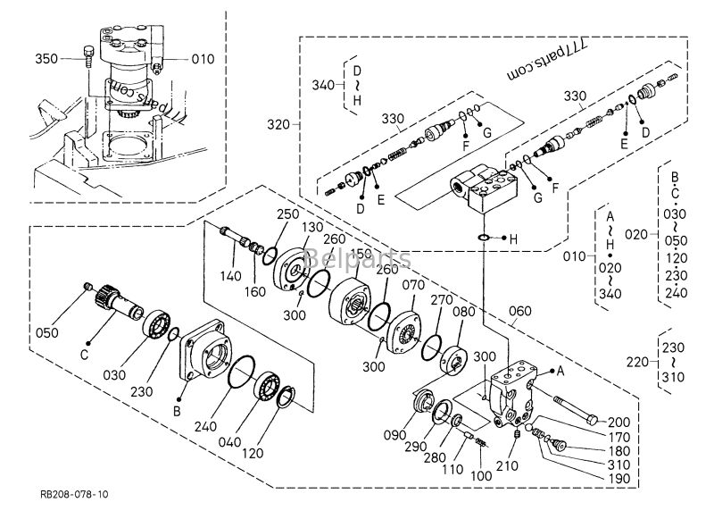 Motor de giro para KX41-2 KX41-2S KX41-3 KUBOTA Mini Excavadora Piezas Motor de giro Reductor Assy RB101-61282 RB101-69302 RB238-61280