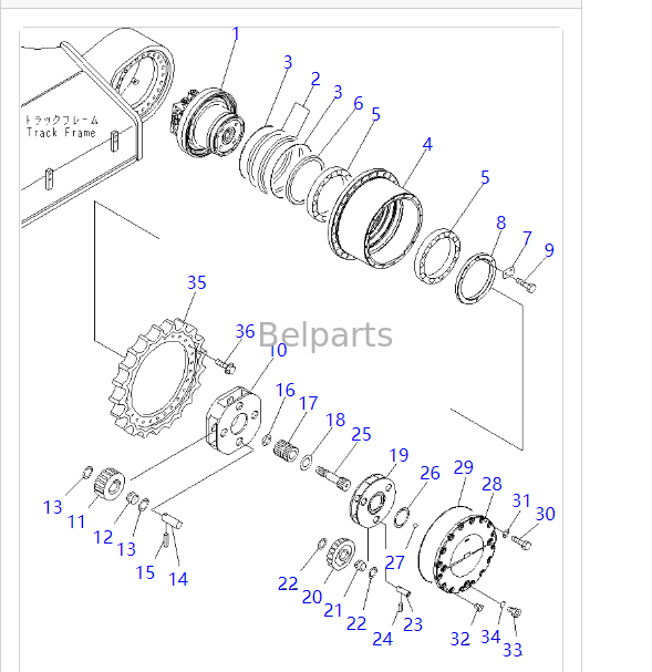 208-27-00411 208-27-00421 Transmisión final para KOMATSU PC390LC-10 PC400-7 PC400LC-7 PC450-7 PC450LC-7 PC450-8 PC450LC-8 Motor de oruga de viaje de excavadora con reducción