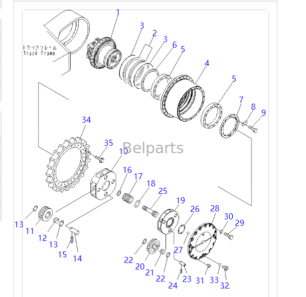 208-27-00311 208-27-00312 Transmisión final para motor de oruga de viaje de excavadora KOMATSU PC400-7 PC400-8 PC450-7 PC450-8 LC con reductor